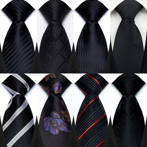 Gravatas Masculinas De Luxo De 8 Cm Listras Sólidas Ponto Cor Preta Vestido Clássico Formal Gravata Corbatas De Negócios