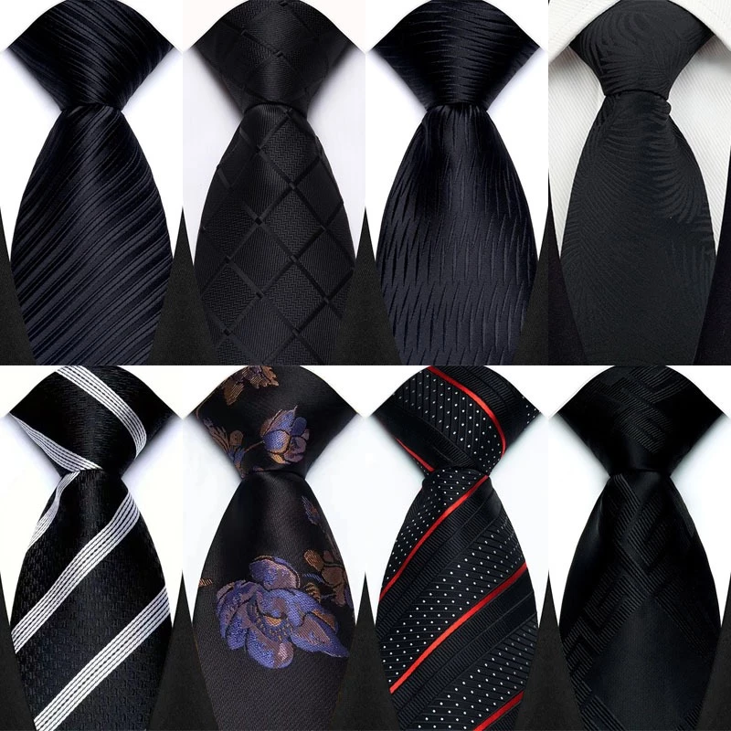 Gravatas Masculinas De Luxo De 8 Cm Listras Sólidas Ponto Cor Preta Vestido Clássico Formal Gravata Corbatas De Negócios