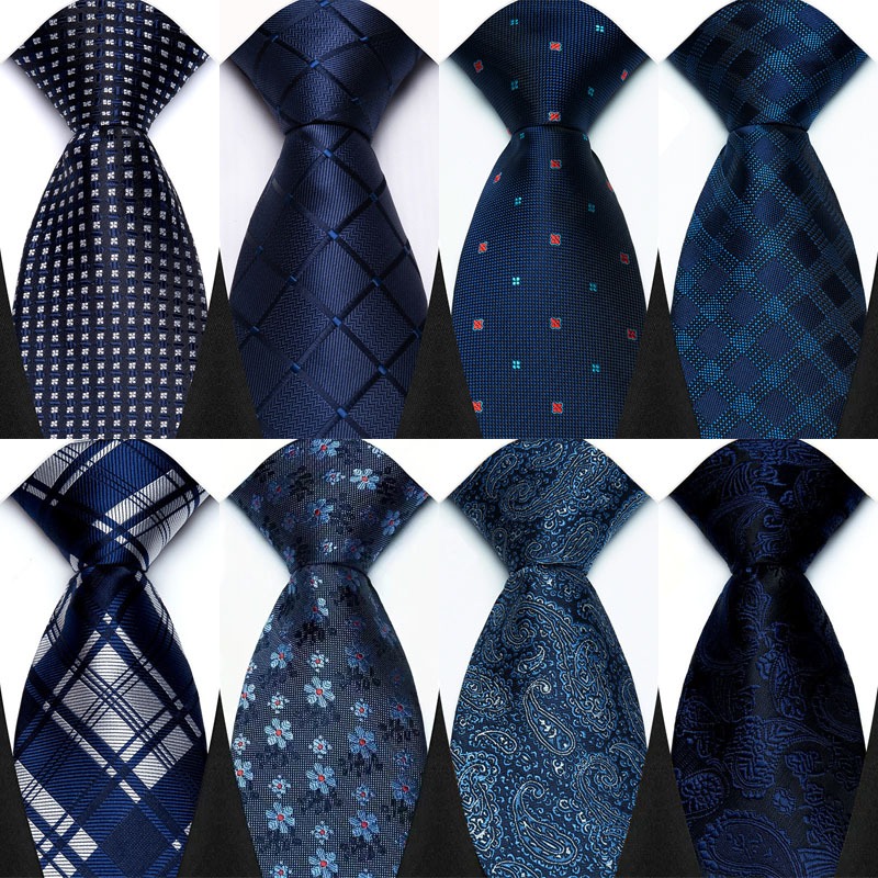 Gravatas Masculinas Luxuosas De 8 Cm Com Listras Xadrez , Ponto Sólido , Azul Marinho , Vestido Clássico Formal , Gravat