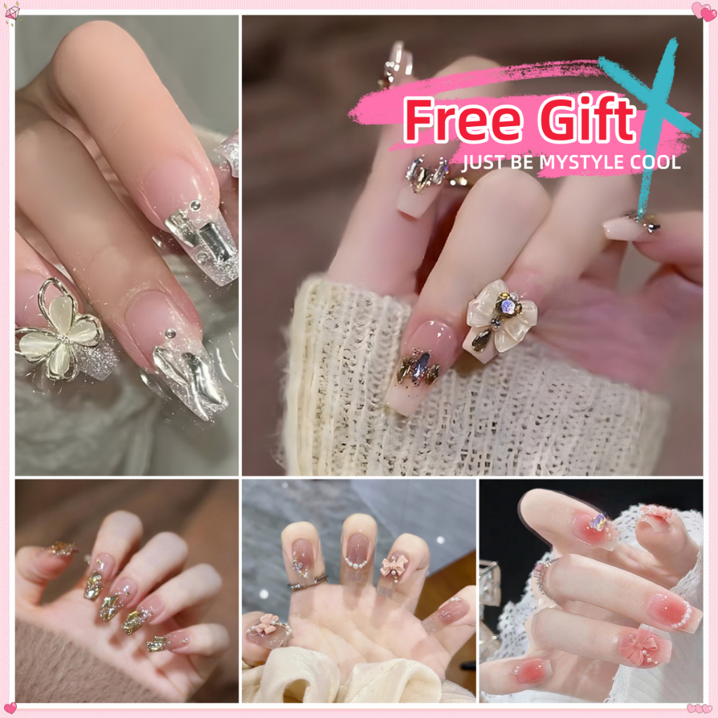 Xiaohongshu Pregos quebrados à mão Diamante Borboleta Glitter Glitter em Pó Manicure Patch Produto Acabado