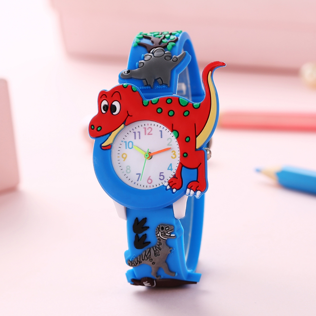 Novo Relógio Infantil com Pulseira de Silicone Temática de Dinossauro, Confortável e Macio para Meninos e Meninas.