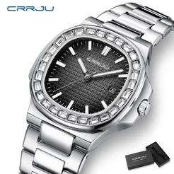 CRRJU Relógios Masculinos Marca Original Simples Retro Luxo Ponteiro Luminoso Quartzo À Prova D'água Com Caixa 5019
