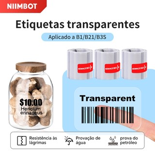 NIIMBOT B21/B1/B203 Papel Transparente para Impressão de Etiquetas, Etiqueta de Nome, Térmica e à Prova d