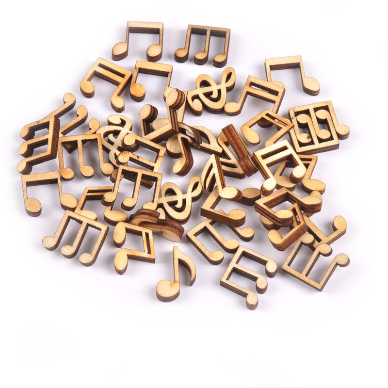 50Pcs 14x15mm Decorações Home Mistas E Bonitas Notas Musicais Artesanato Decoração Em Madeira Raspagem Para Acessórios De Bricolage MT1712 em Oferta na Shopee