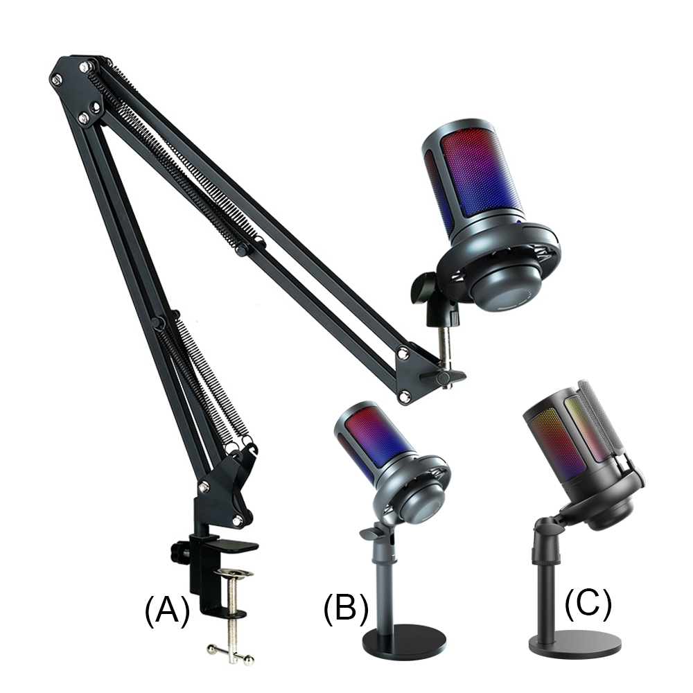 Microfone Para Jogos USB Cancelamento De Ruído Condensador Com Luz Mute/RGB PC/Laptop/Streaming/Podcast/Studio 3 Modelos Disponíveis