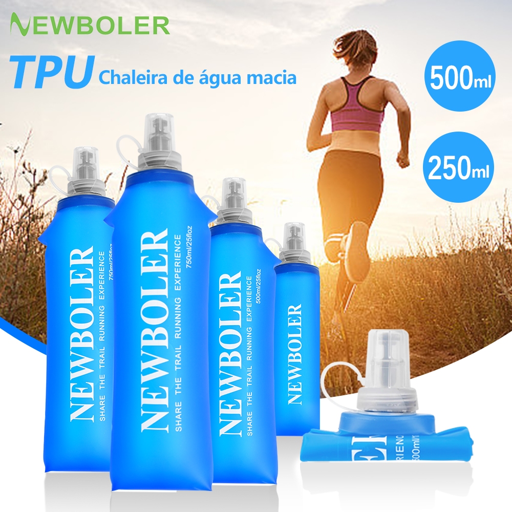 Newboler 250ml 500ml TPU Saco De Água Em Frasco Macio Dobrável De Corrida Esportiva Pacote De Hidratação Para Caminhadas Colete De Ciclismo Mochila em Oferta na Shopee
