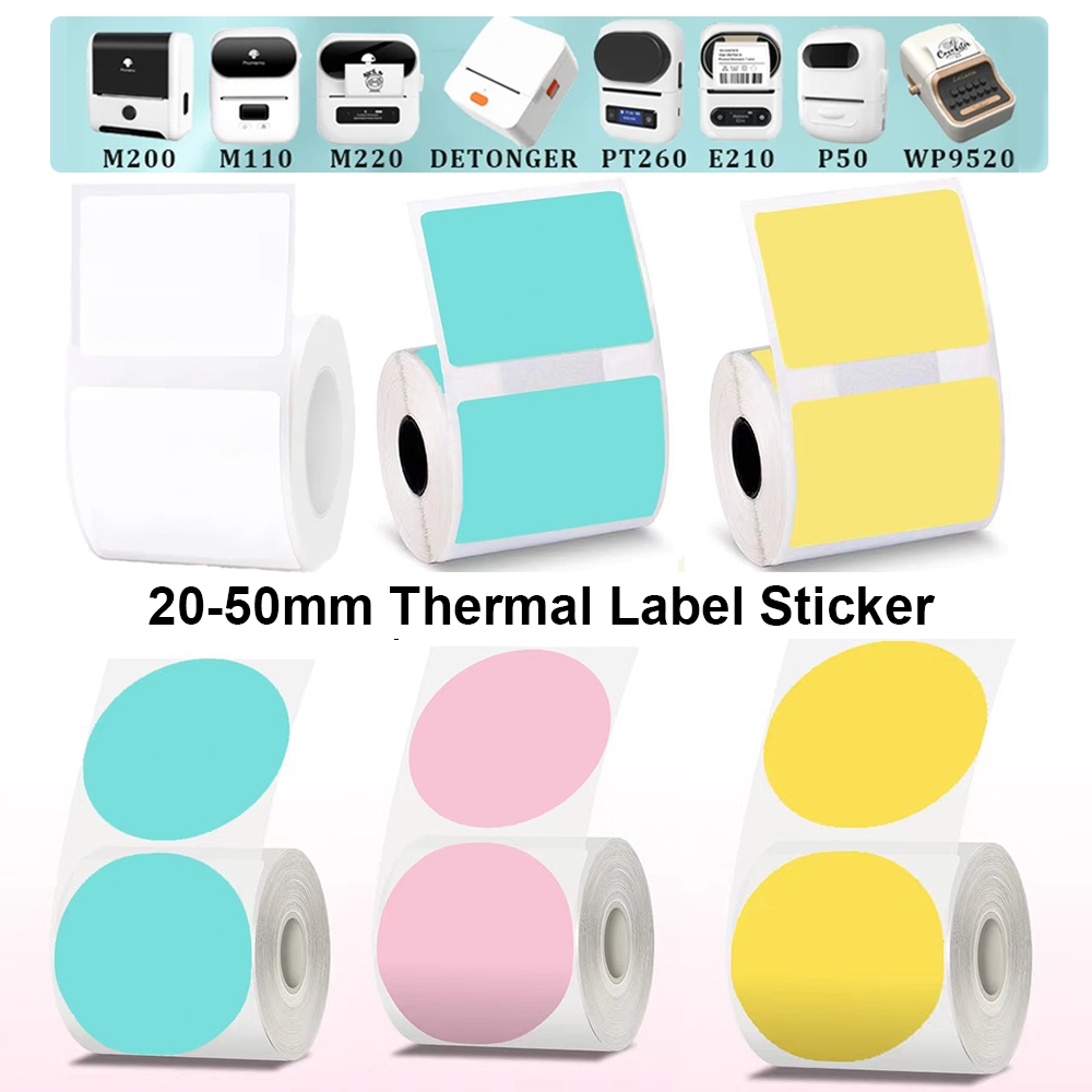 Adesivo De Etiqueta Térmica De 20-50 Mm Papel De Impressora Autoadesivo Compatível Phomemo M110 M220 M200 E210 P50 DETON
