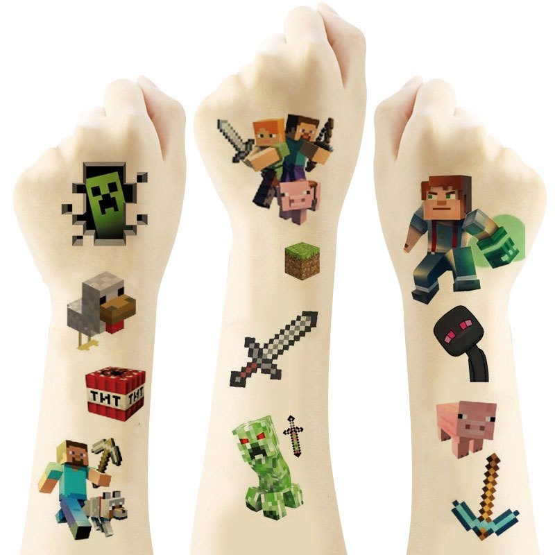 Adesivo De Tatuagem Temporária À Prova D'água Minecraft Lembrancinhas Infantis em Oferta na Shopee