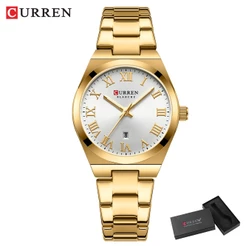 Novo Relógio Feminino CURREN Marca Original Gold Luxo Aço Inoxidável Pequenos Ponteiros Luminosos De Discagem Moda Simples Negócios Quartzo Analógico À Prova D'água 9095