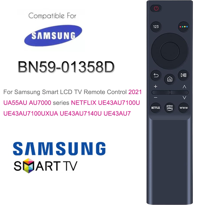 BN59-01358D Samsung Controle Remoto Original Para Smart-TV 2021 UA55AU AU7000 Série LCD LED UHD QLED 4K HDR Remote , Com Netflix Prime Video E Botões WWW