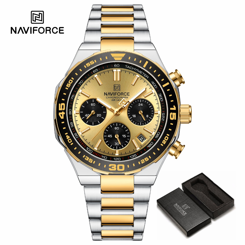 NAVIFORCE 8049 Relógio Masculino De Aço Inoxidável Luminoso Ao Ar Livre À Prova D'água