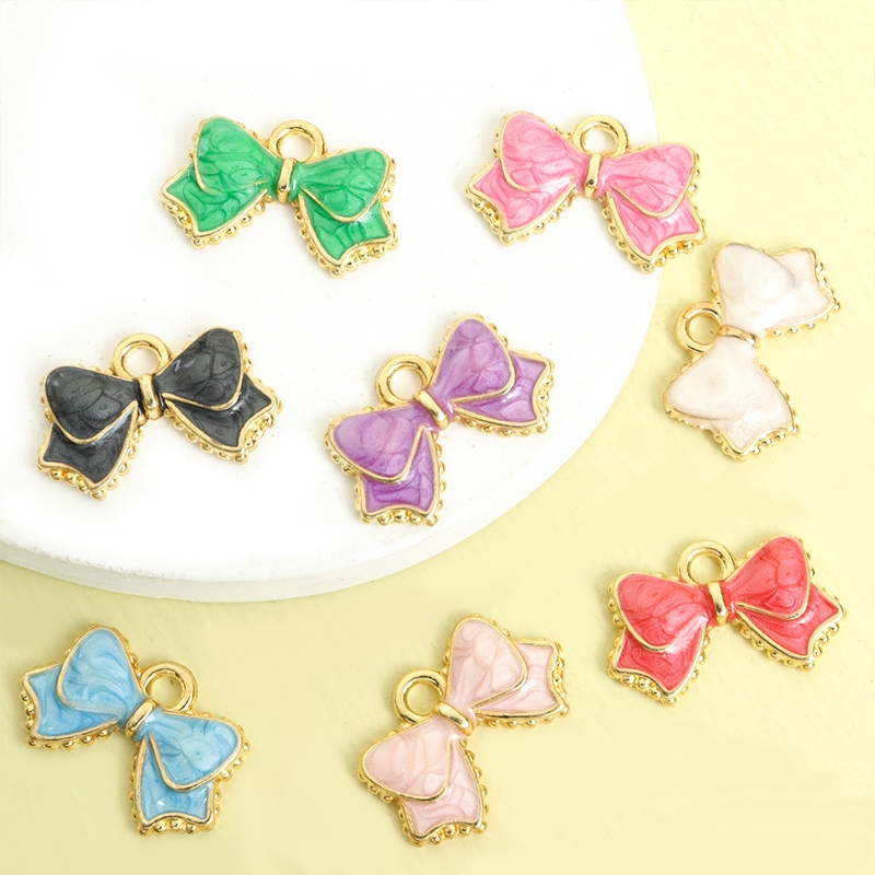 20pcs Elegante Esmalte De Laço Colorido Com Estilo Para Jóias Femininas Fazendo Um Lindo Nó De Arco Vibrante Pingentes
