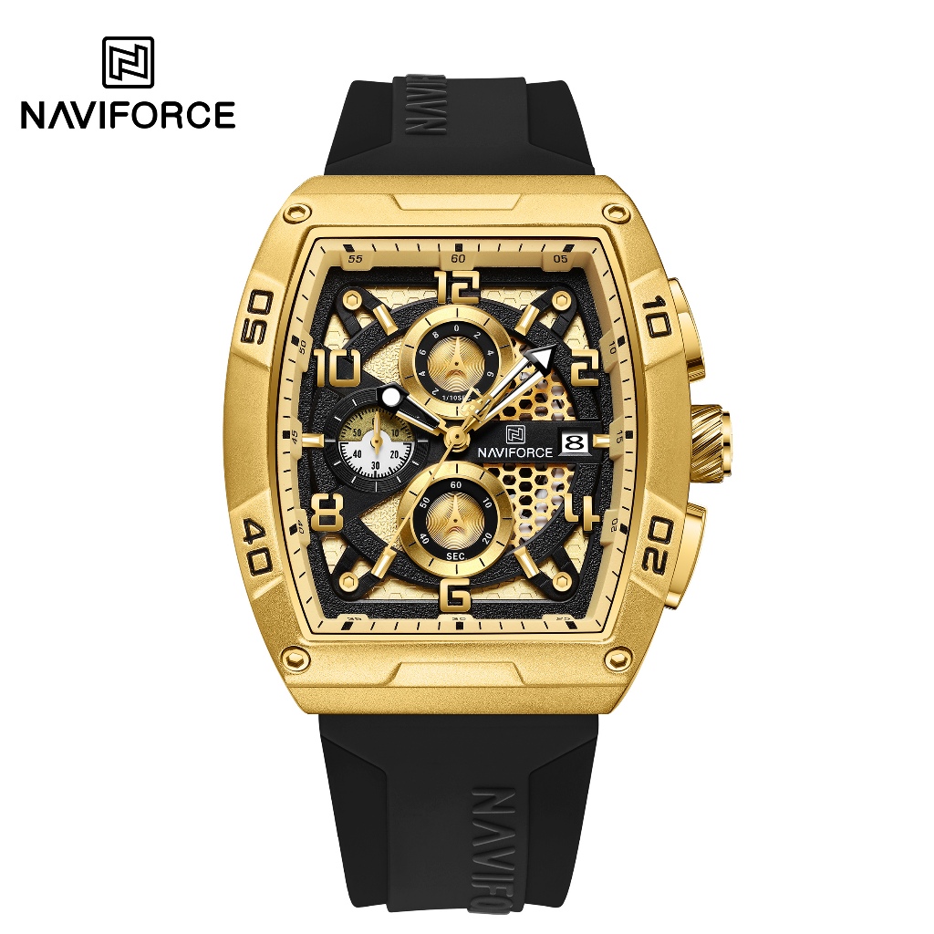 NAVIFORCE 8052 Fashion Casual Silicone Strap Quartzo Simulado Relógio/À Prova D'água - Watches