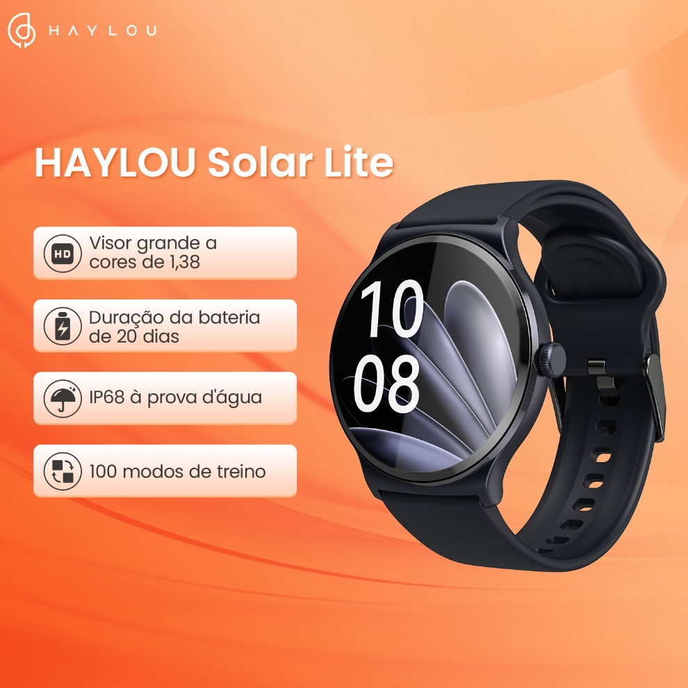 Haylou Solar Lite 1.38"Display Relógios Inteligente À Prova D'água 20dias Bateria Bluetooth5.3 SmartWatch