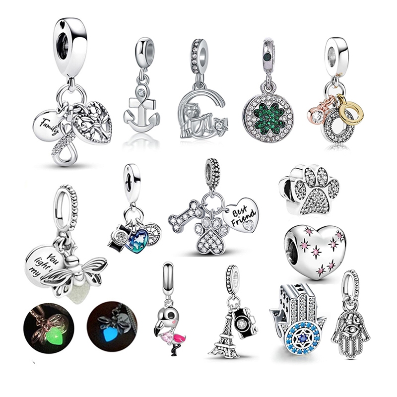 SF Berloque Nova Prata 925 Cartoon Bear Paw Lion Charms Pendant Para Pulseira Acessórios