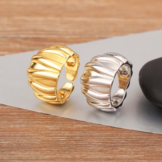 Moda Irregular Larga 18k Anel De Ouro/Prata Ajustável Com Banho Para Acessórios De Jóias De Festa De Luxo Brilhante Mulheres em Oferta na Shopee