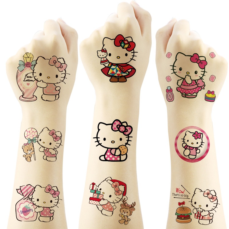 kit 20 Tatuagem Temporária 5x5 Hello Kitty Coleção e Decoração Para Adultos