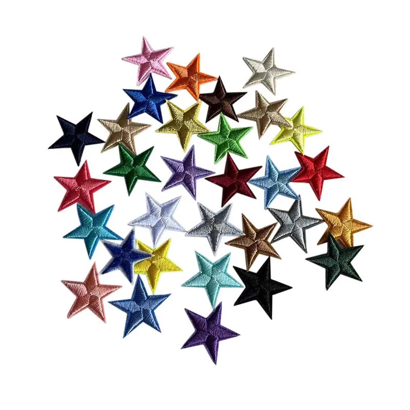 10PCS/Set 3*3CM Ferro Estrela Cinco Pontas - Patch Termocolante Bordado, Adesivo Applique Para Roupas