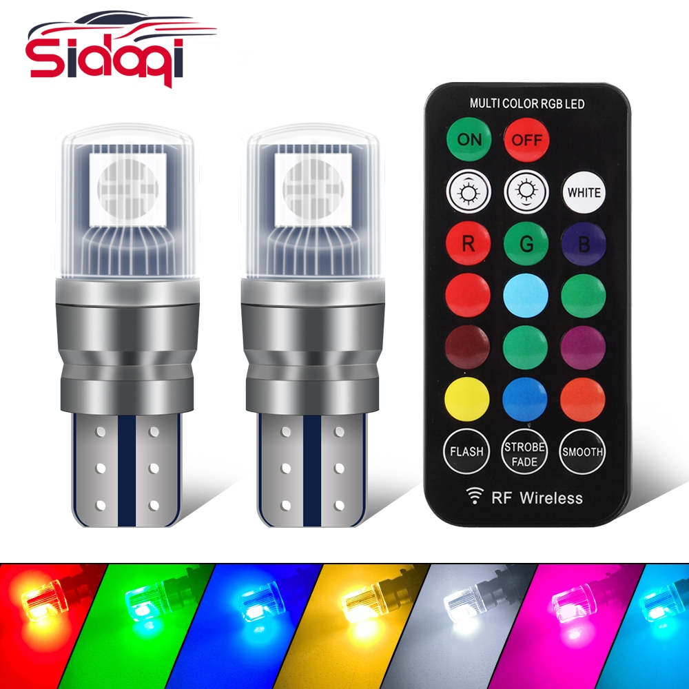 1 Conjunto T10 LED W5W Luzes De Sinalização RGB Luz Interior De Automóvel Com Acessórios Para Carros De Controle Remoto
