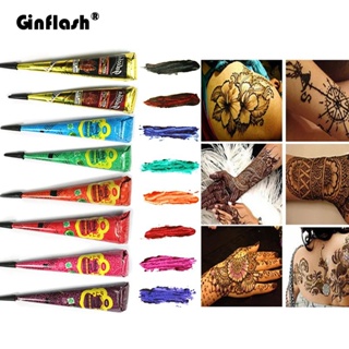 Ginflash bodyTattoo Paste Preto Marrom Vermelho Branco Henna Cones Tatuagem Temporária Autocolante Arte Corporal Mehndi Tinta Bálsamo Labial Temporário Cfa038 em Oferta na Shopee