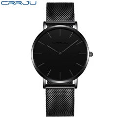 Relógio Masculino CRRJU Aço Inoxidável Discagem Ultra Fina Simples De Lazer Desportivo Quartzo À Prova D'água 2185 XM