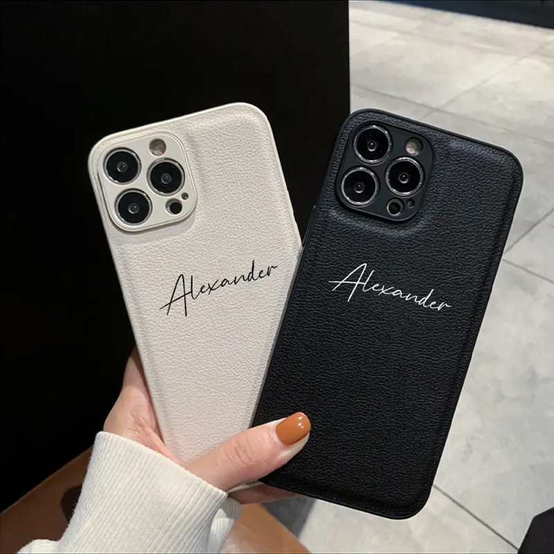 Capa De Couro PU Com Nome Personalizado , Luxuosa Para iPhone 16 17 15 14 13 12 11 Pro Max Coreia