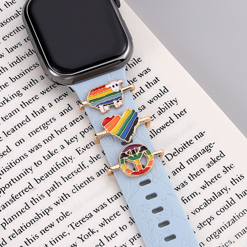 Acessórios de Metal Rainbow Love Metal Adequados para o AppleWatch Fivela de Anel de Silicone