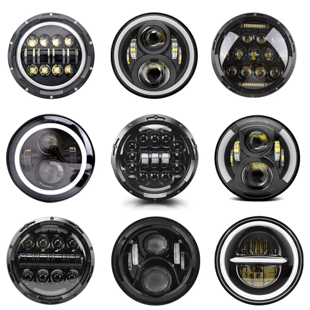 Faróis Redondos De 7 Polegadas Com Leds De Giro DRL Para Ayamaha Harley Road King Jeep Wrangler Jk LJ TJ CJ 7'De Motocicleta