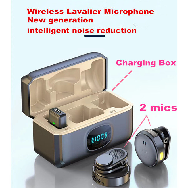 Mini Microfone sem fio De Lapela  mic Ruído Gravação de vídeo/TikTok/Vlog Para iPhone Android   Live