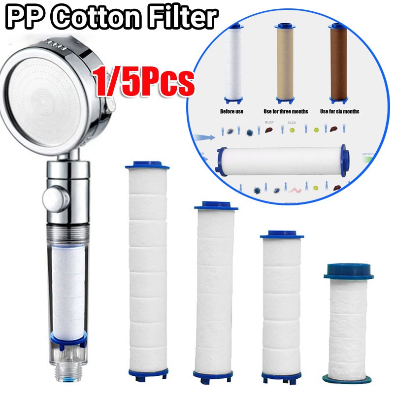 1/5pcs Refil Do Filtro Cabeçote Chuveiro PP Algodão Purificação Da Água Elemento Filtrante Bocal Substituição Acessórios