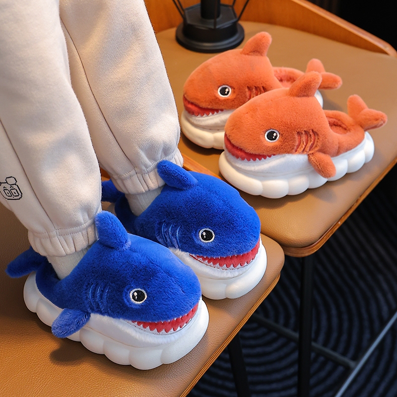 tênis infantil Pantufa tubarão De Desenho Animado infantil De Inverno Quente Meninos Menin...
