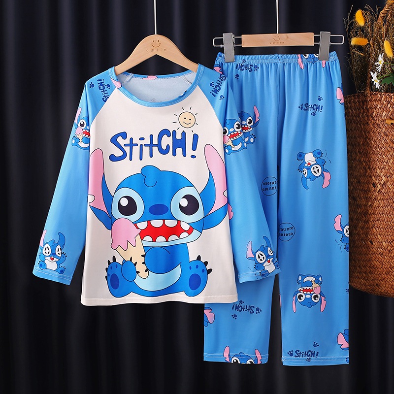 Pijama infantil Meninos Meninas Autumn Fashion Cartoon Thin Style Homewear /3-14 anos Conj...