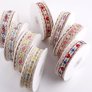 Bordado de 1 jarda Renda Impressa 2,5cm Renda de Fita de Fita de Fita Feita à Mão Acessórios de Vestuário de Cabeceira