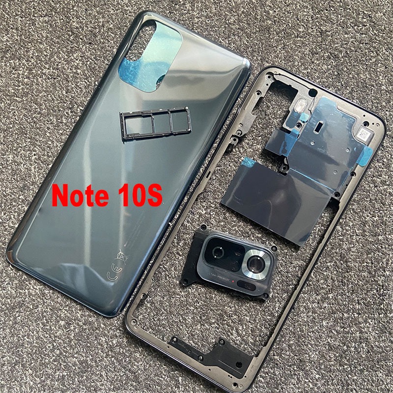 Carcaça Completa Para Xiaomi Redmi Nota 10S 10 4G Tampa Traseira Da Bateria Vidro Porta Estrutura Central Frontal Bezel Lcd Chassi -