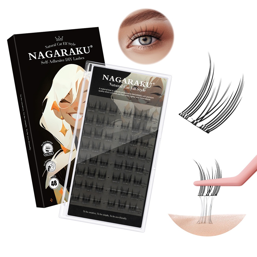 NAGARAKU Autoadesivo DIY Cílios Postiços Autoadesivos Natural Cat Elf Style - Beauty