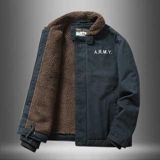 Casacos De Velo Parka Homens Inverno Casual Plus Veludo Lapelas Grossas Loose Tamanho Algo...