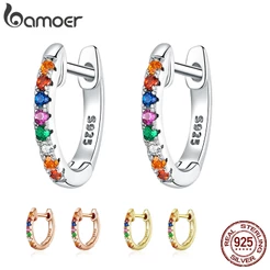 Bamoer Brincos De Argola De Prata Esterlina 3 Cores SCE721