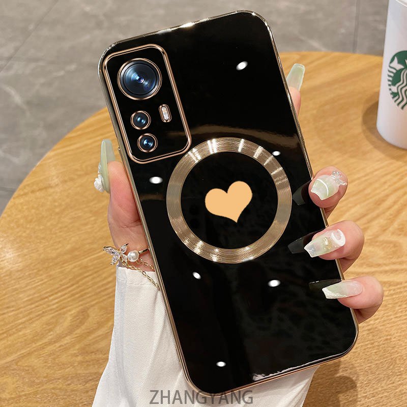 Estojo Para Redmi Nota 12s Telefone TPU De silicone Galvanizado Com Simples Macio De Sucção Magnética E Lente anti-Queda