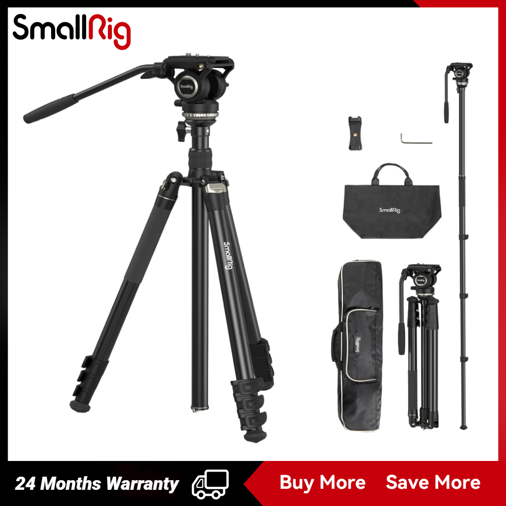 Tripé De Câmera Profissional SmallRig , Monopé De Vídeo De 75 " Com +/- 15 ° Cabeça Fluida De Base De Nivelamento , CT21