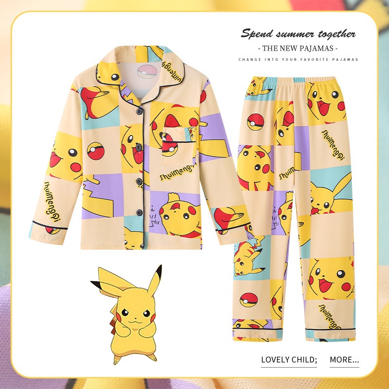 Pijama infantil / Pikachu /Dinossauros /Spaceman Cartoon Meninos Meninas Homewear Suits Conjunto infantil Casual em Oferta na Shopee