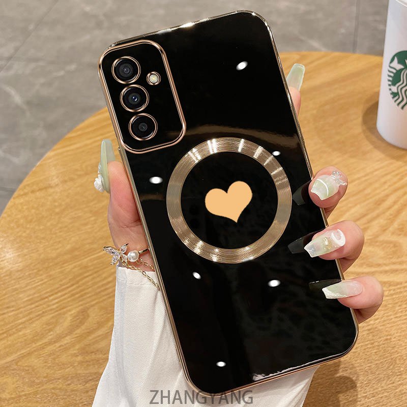 Estojo Para Telefone Samsung A15 4G A55 5G TPU De silicone Galvanizado Com Simples Macio De Sucção Magnética E Lente ant em Oferta na Shopee