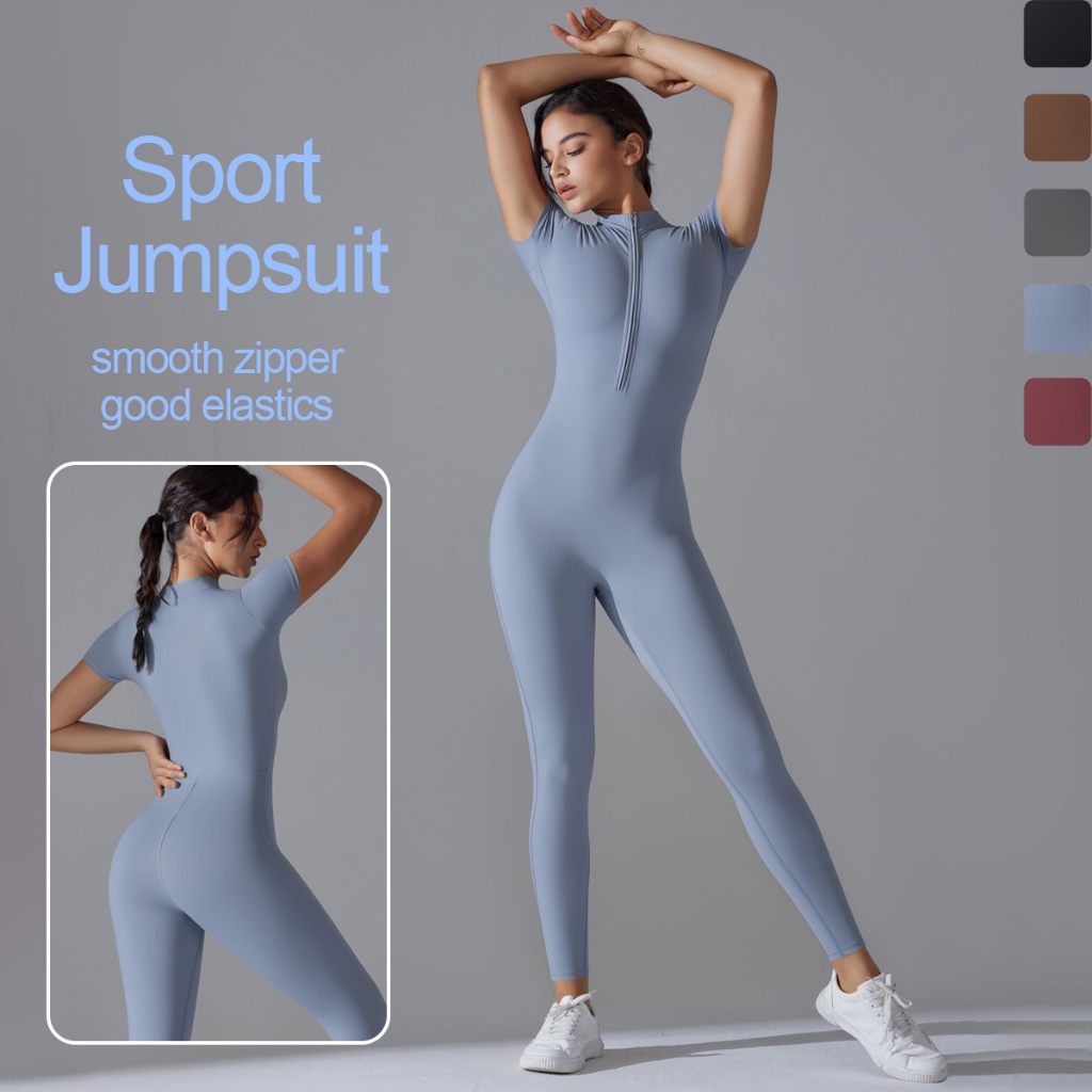 Nessaj Sport Jumpsuit Roupa De Ginástica Feminina De Manga Curta Conjunto De Yoga Quick Dry Wear