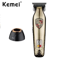 Kemei Aparador De Cabelo Profissional De Barbeiro Sem Fio Com Zero Gapped Edgers Recarregável Clippers Homens Fechar Máquina De Corte 7800RPM