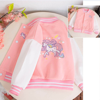 3-12 Anos  de idade Crianças Primavera Outono desenhos animados Unicórnio Casaco de Beisebol Menina Esportivo Casaco em Oferta na Shopee