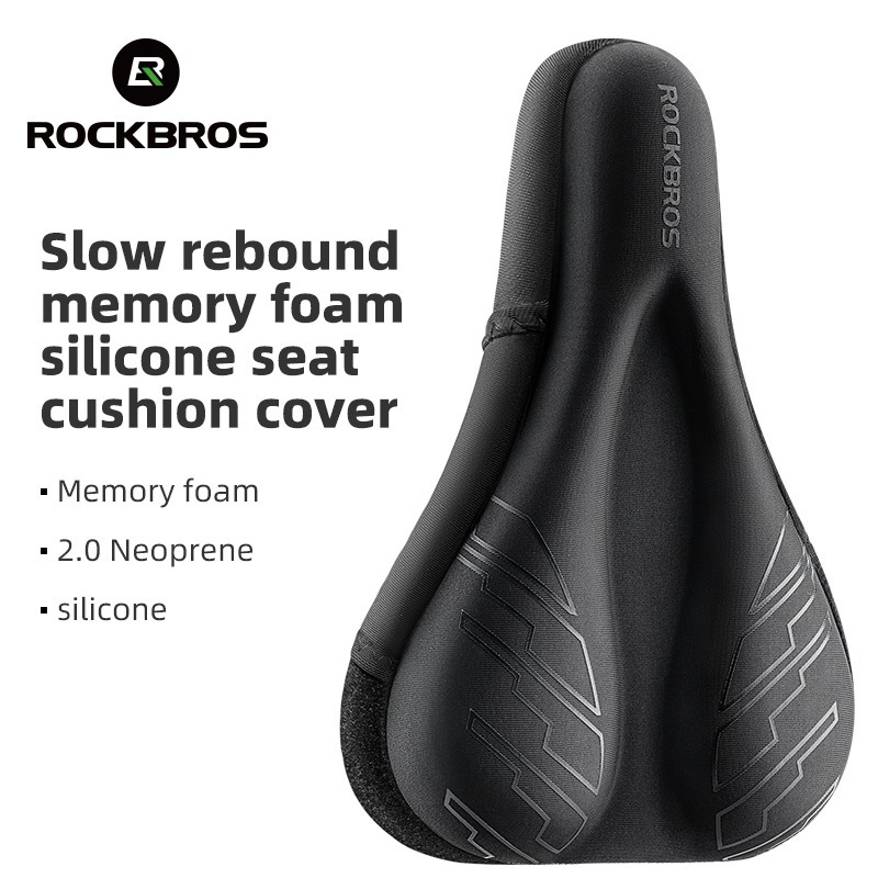 ROCKBROS Capa De Bicicleta Sela De Silicone Espessamento Alargamento Memória Algodão Almofada À Prova De Choque MTB Cadeira De Estrada Acessórios De Equipamento De Ciclismo em Oferta na Shopee