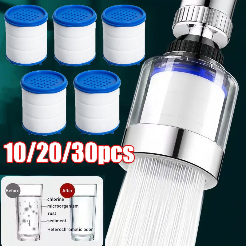 5/10/20/30PCS Filtro Universal Booster Torneira Rotativa Remover Cloro Purificador De Água De Cozinha Filtrado De