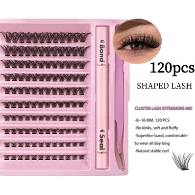 120Bundles Conjunto De Pestanas Individuais Com Cola 30D Extensão De Mink Volume 30D Cluster Faux Eyelashes