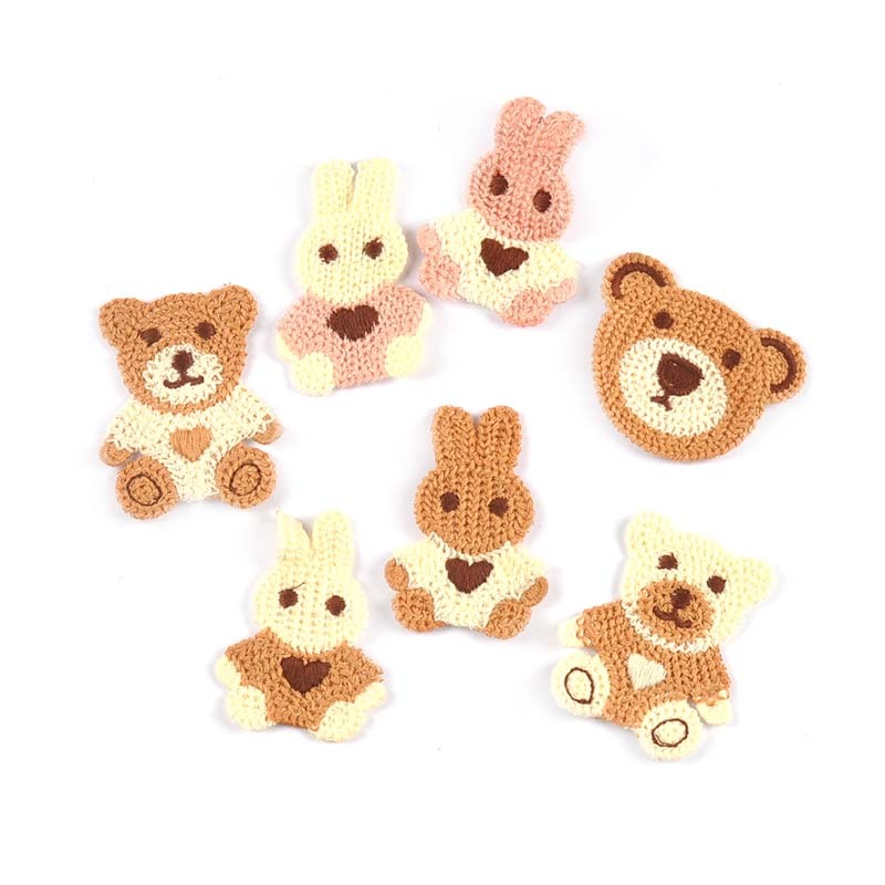 10Pcs 4-6,1cm Bordados Mistos Rabbit/Bear Patches Para Decoração De Roupas Acessórios De Costura Artesanais De Bricolagem CP3474