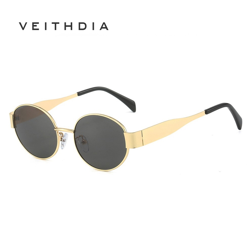 VEITHDIA Óculos De Sol Retro Dourados Para Mulheres Ovais De Aço Inoxidável De Alta Qualidade E Da Moda 3455 em Oferta na Shopee