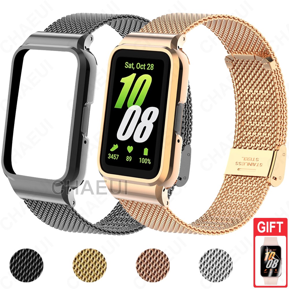 Cinta Metálica Com Estojo Pulseira De Aço Inoxidável Para Galaxy Fit 3